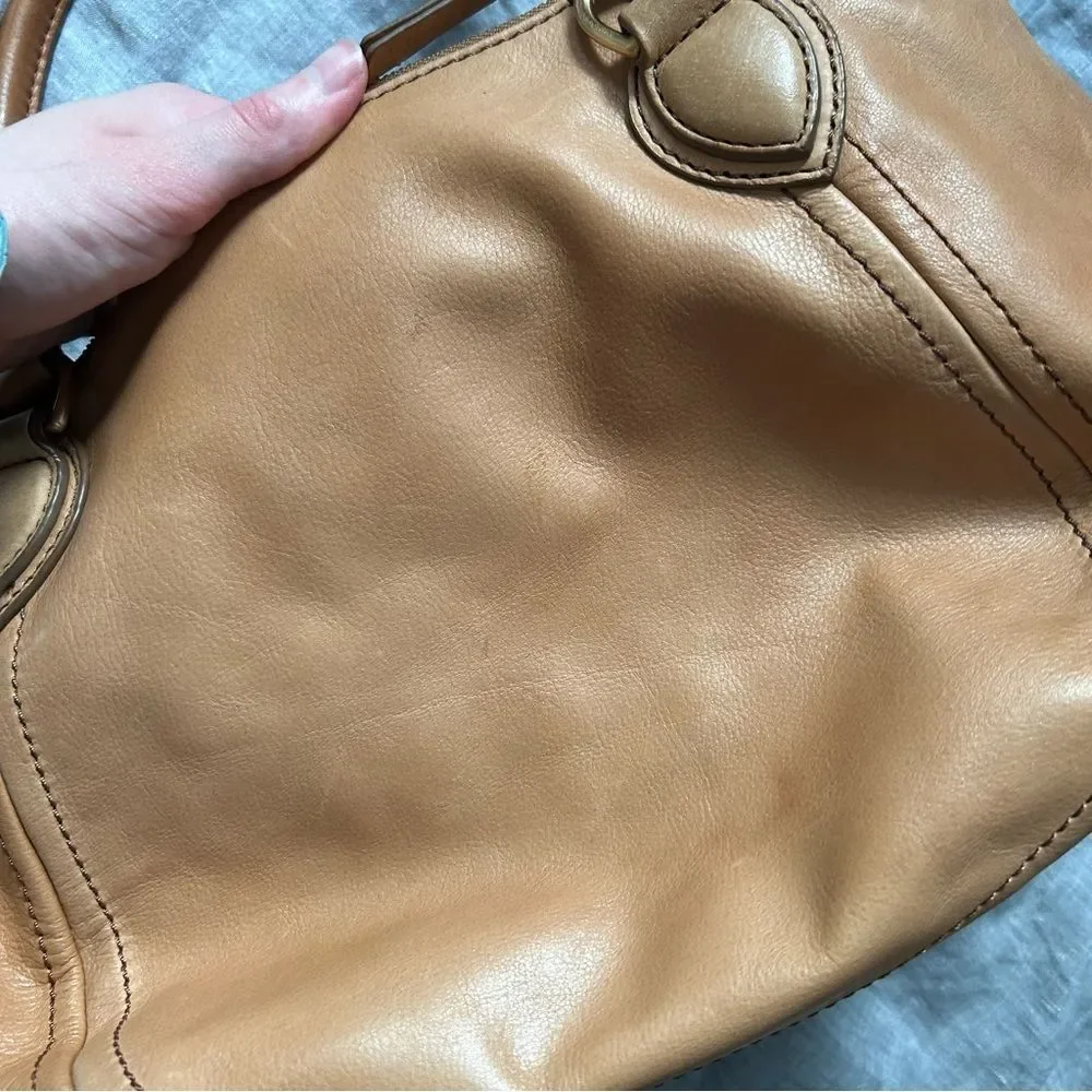 J. Crew Peyton Brown Leather Satchel Crossbody Shoulder Bag Warm Sienna